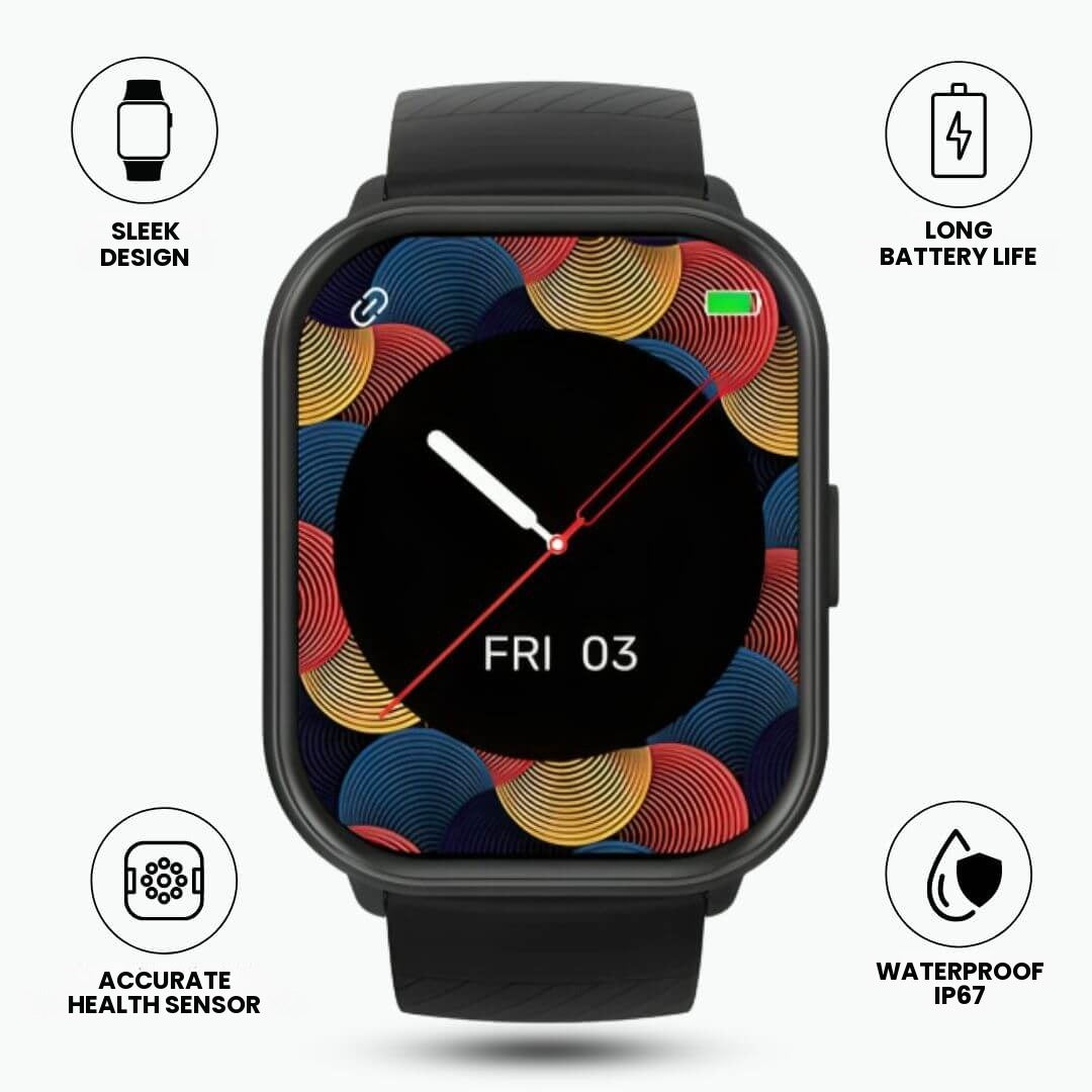 Square smartwatch with its four main features