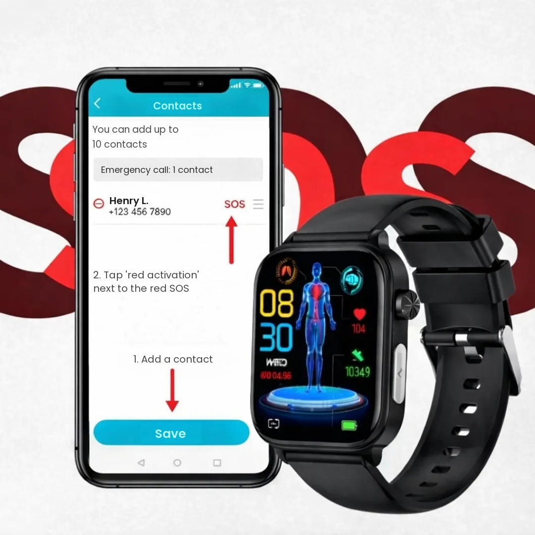 Setting up SOS contacts in the smartwatch app