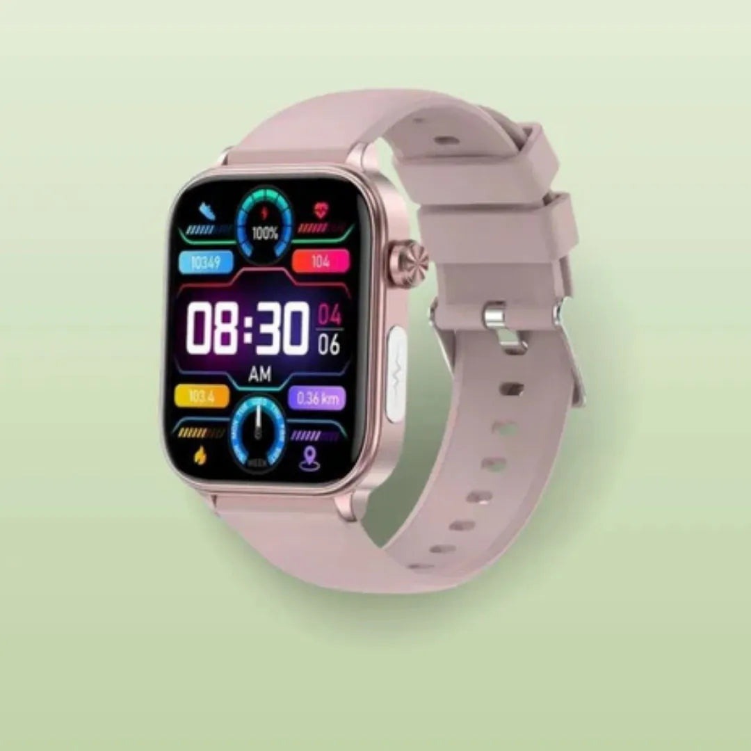 Smartwatch with an SOS button, large colour display and pink strap