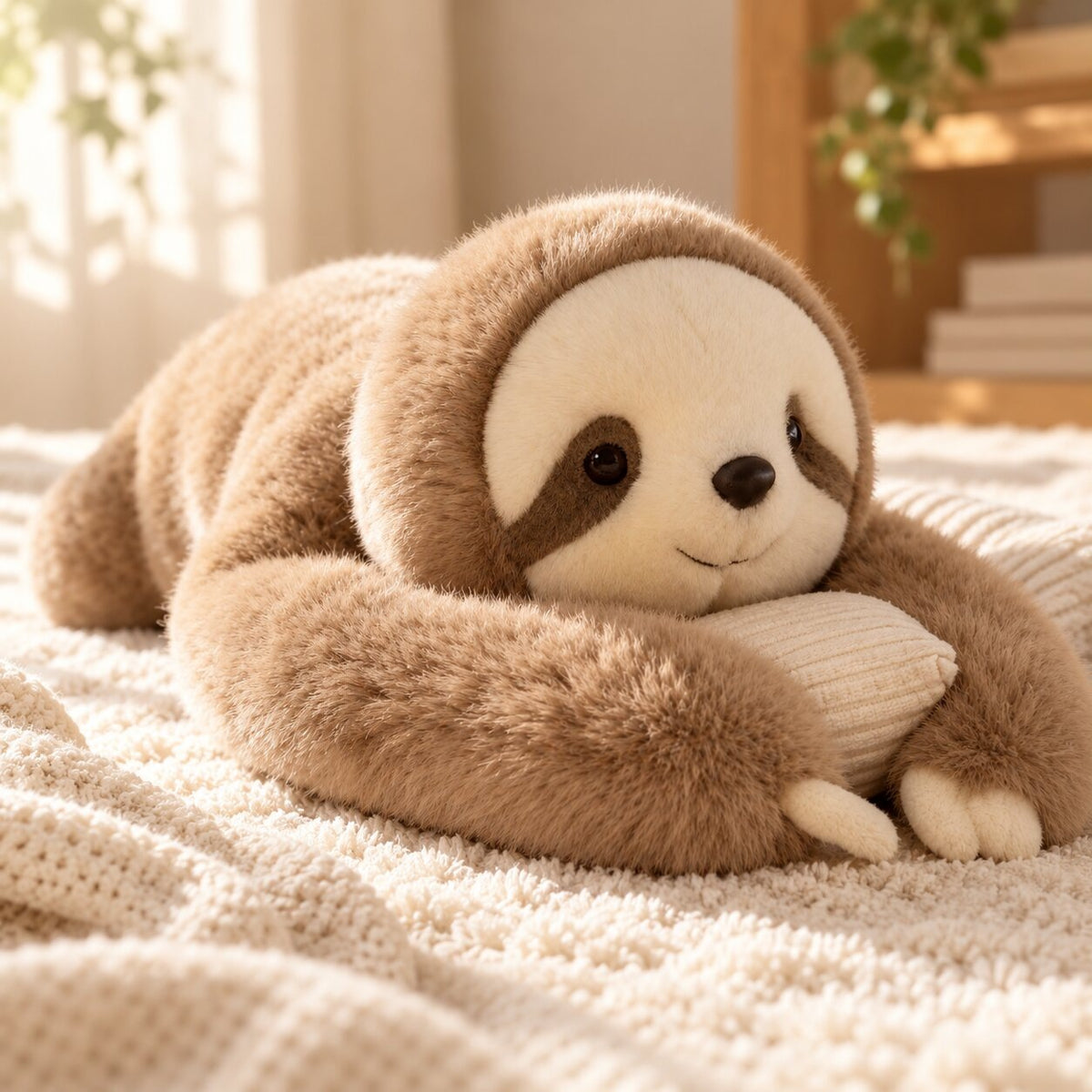 Soft toy with extra long arms for stress relief - sloth