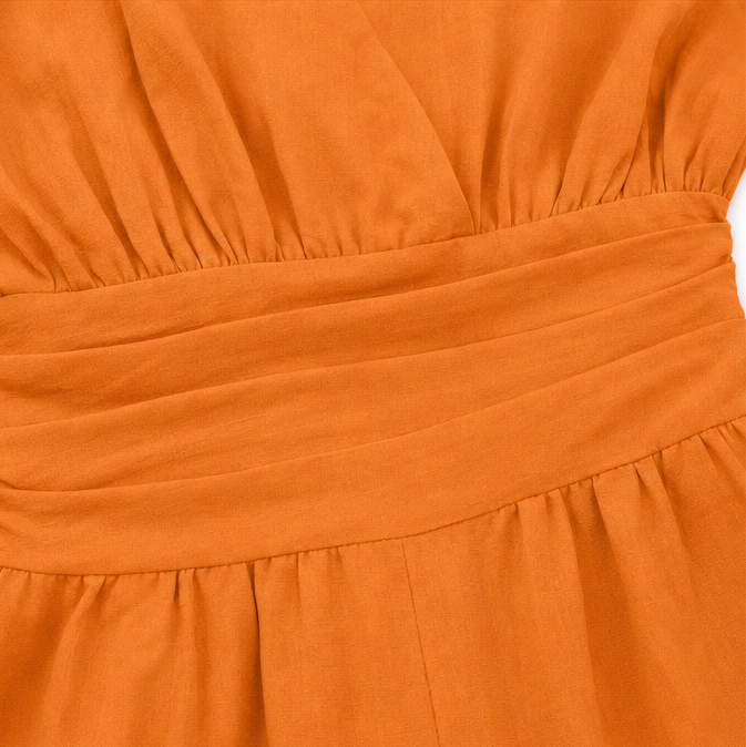 Women's wide leg V-neck jumpsuit - detail