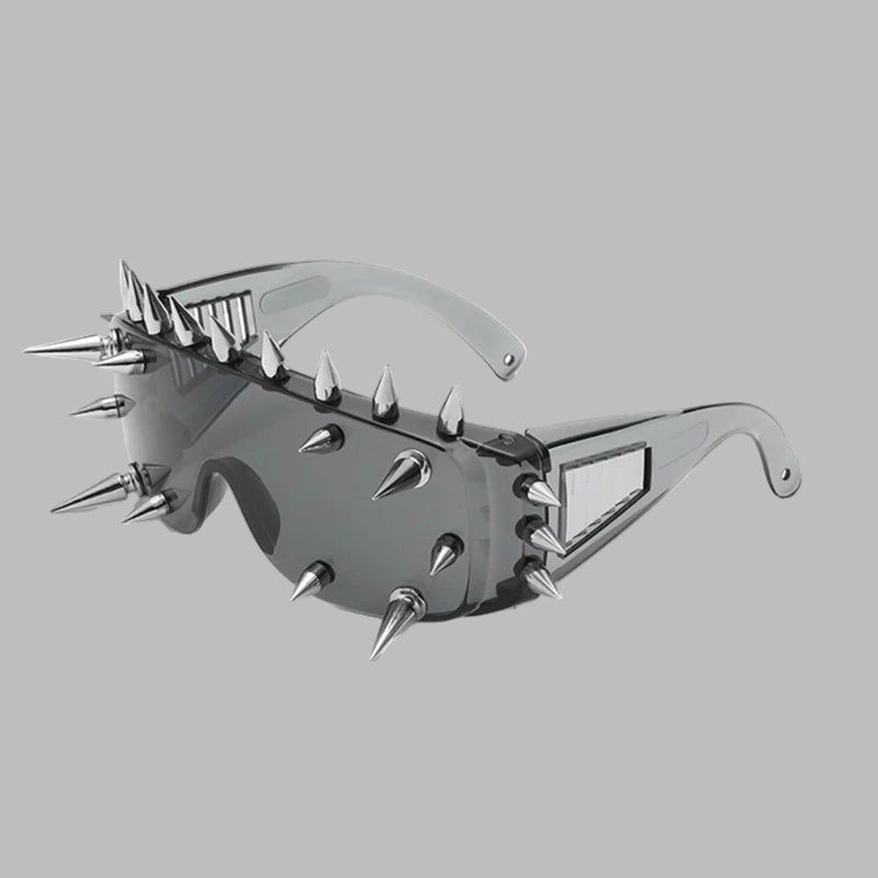 Unisex Mirror Shades – Gothic Style Statement Sunglasses with metal spikes – front view