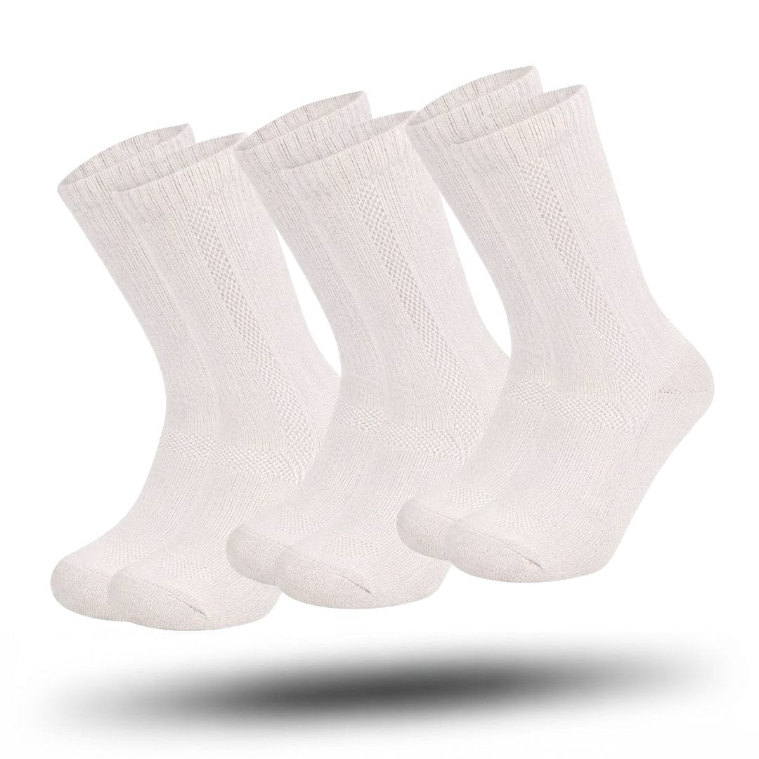 Three pairs of thermal socks with merino wool, a terry lining and reinforced heel and toe - cream