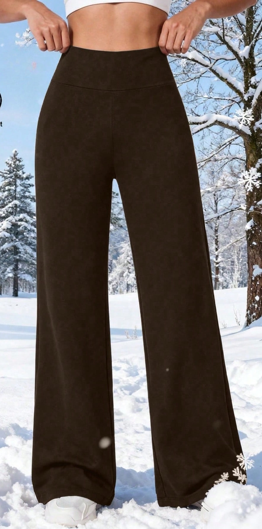 Thermal wide leg trousers for women with a high elastic waist - view 6