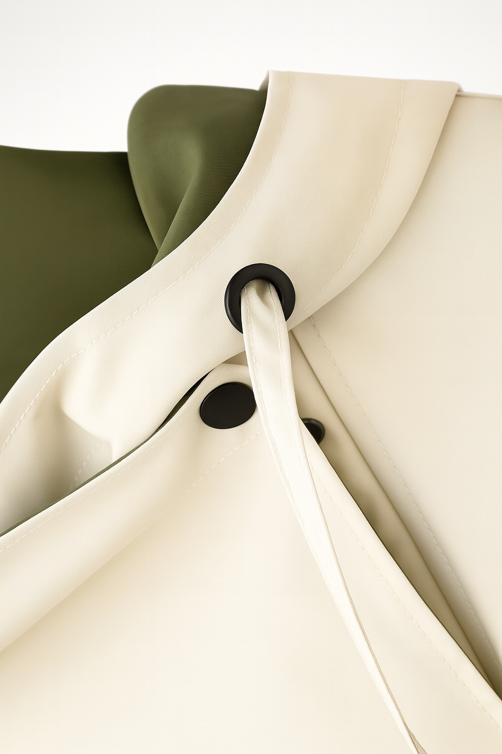 Women's two-tone hooded jacket with a wide collar and drawstring waist
