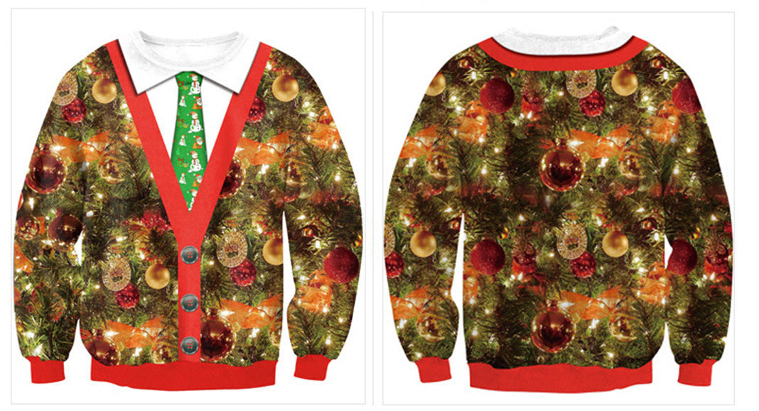 Unisex ugly Christmas jumper with an all-over 3D festive print