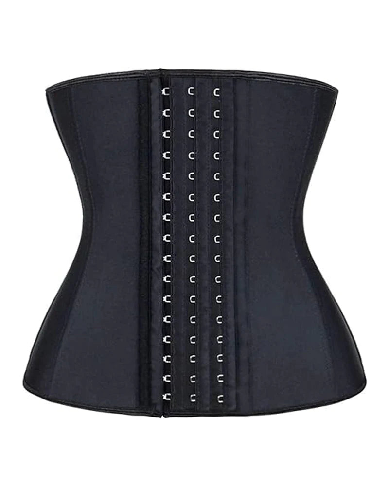 Underbust waist cincher with boning and a three-row hook-and-eye front