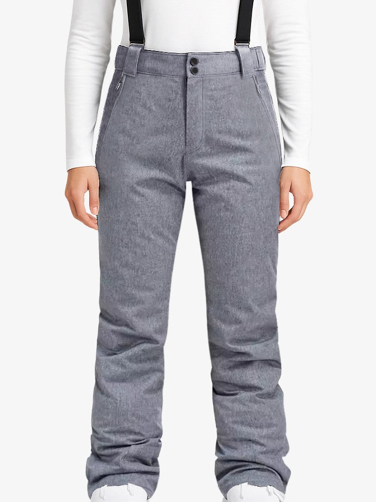 Unisex ski trousers with elastic braces and zipped side pockets - grey