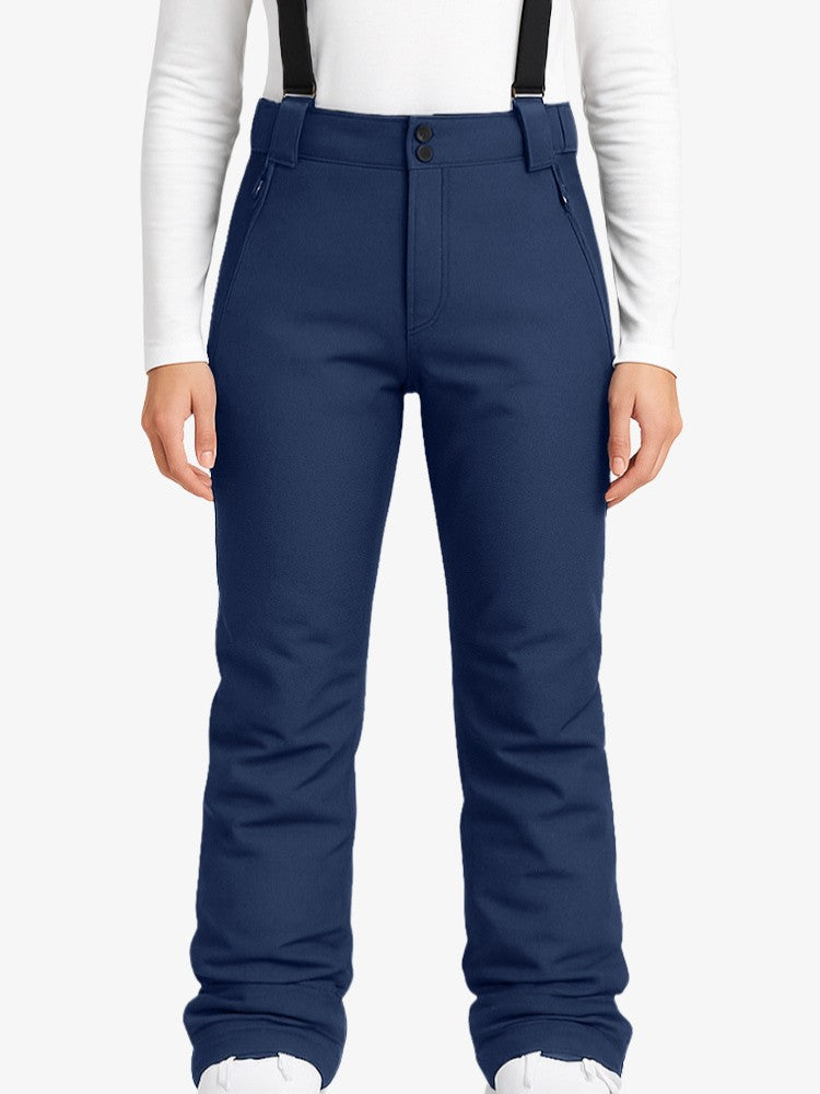 Unisex ski trousers with elastic braces and zipped side pockets - navy