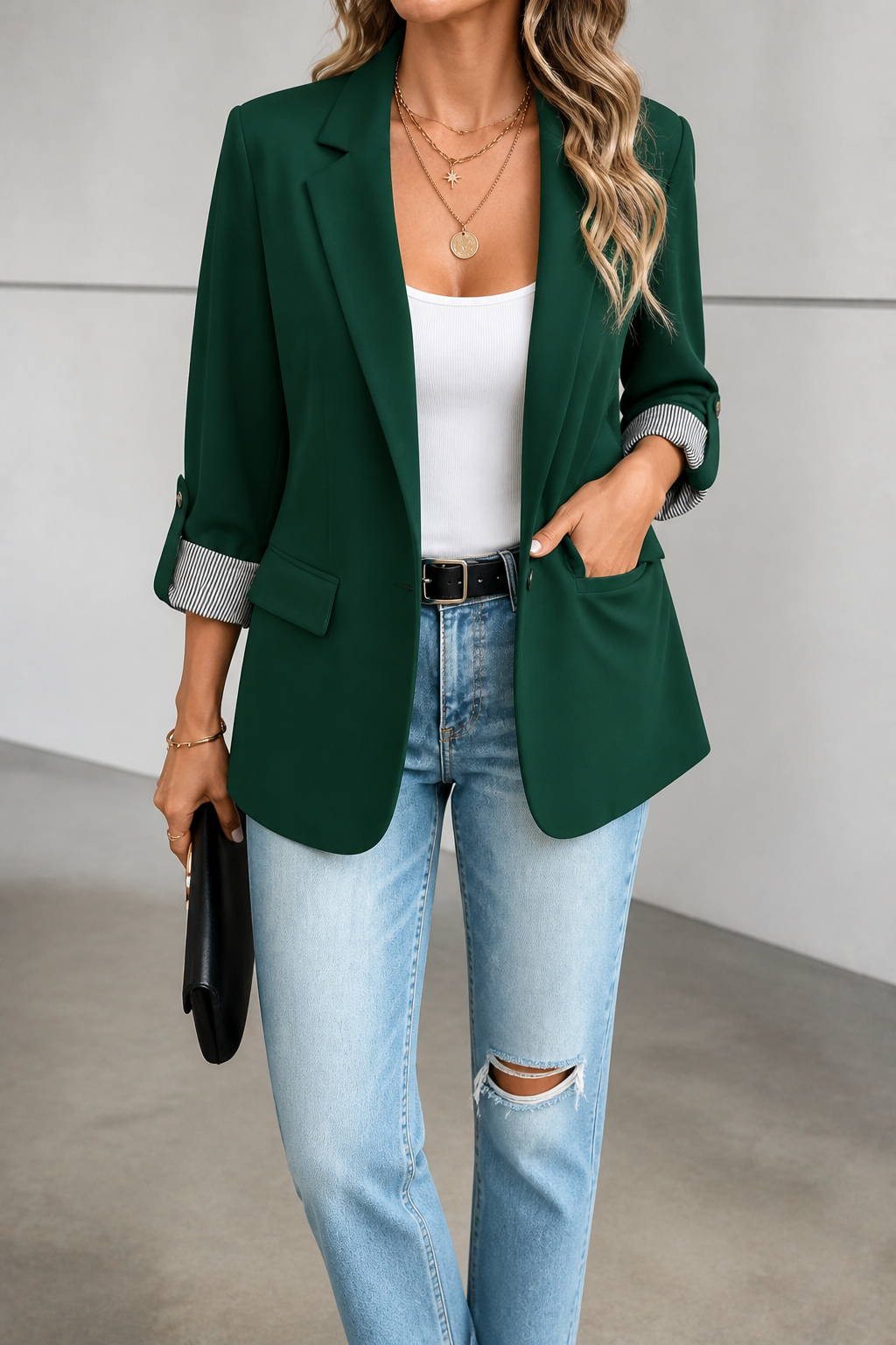 Women's tailored blazer in Dark Green