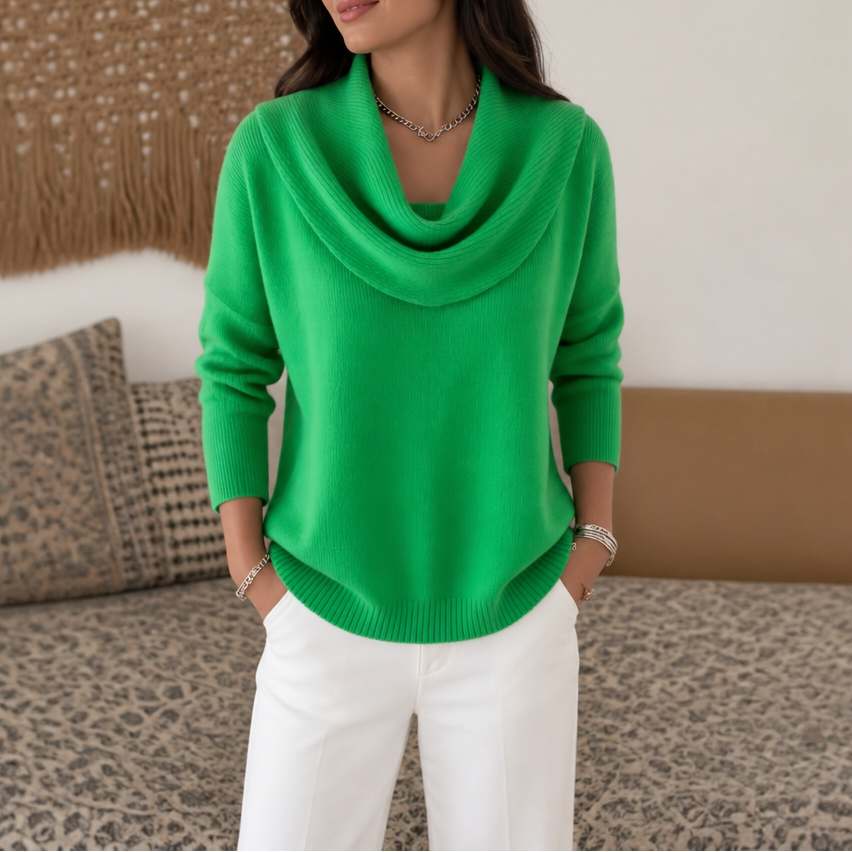 Women's cowl neck jumper in Green