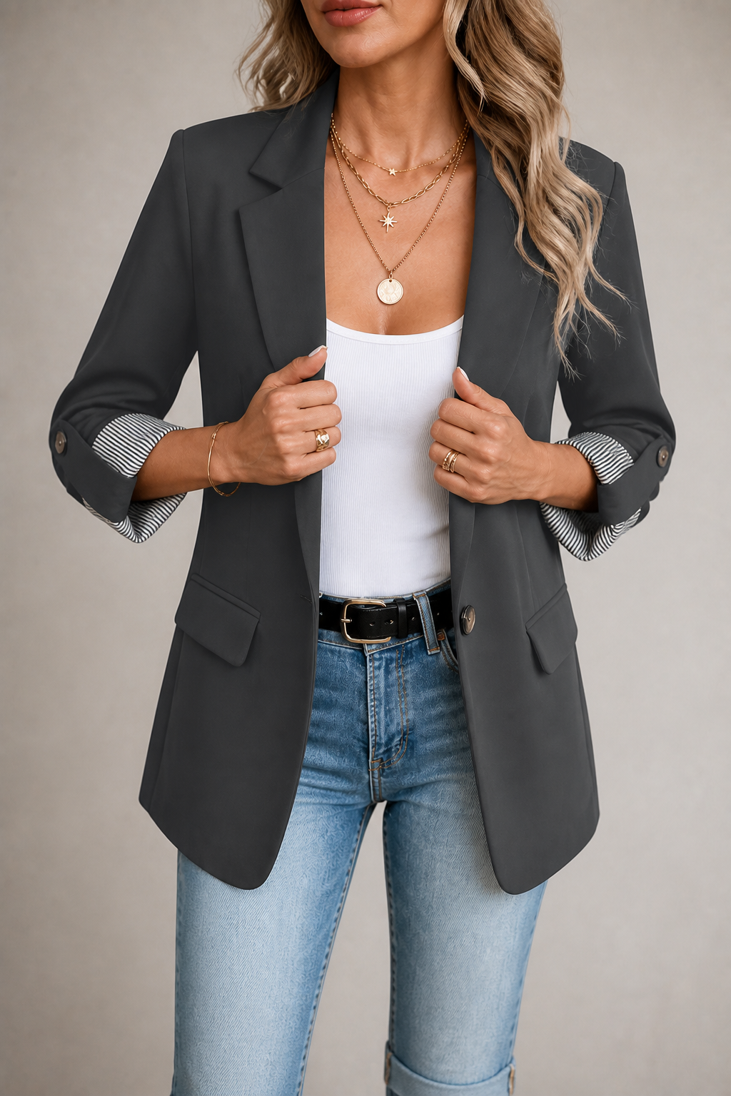 Women's tailored blazer in Dark Grey