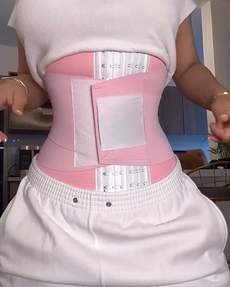 Underbust waist cincher with three rows of hooks and hook-and-loop wrap band