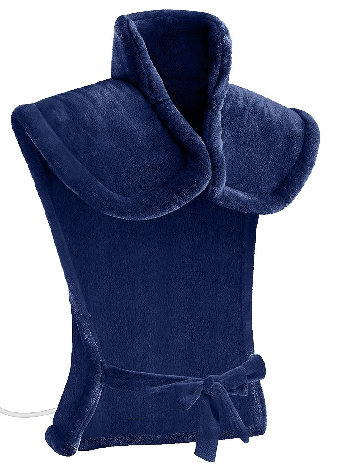 Weighted heating pad for the neck, shoulders and back with a collar and waist tie - navy