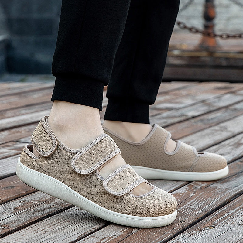 Orthopaedic shoe with three touch-fastening straps and open sides for swollen feet - view 5