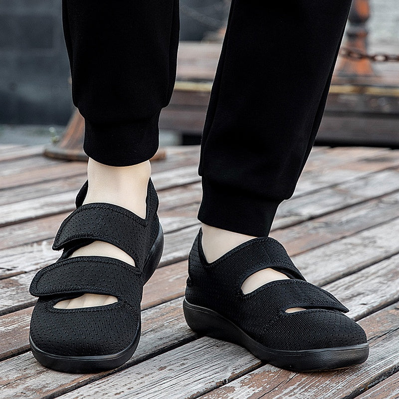Orthopaedic shoe with three touch-fastening straps and open sides for swollen feet - view 6