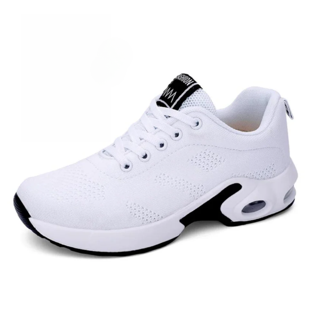 Women's ergonomic knit trainers with an air cushion sole