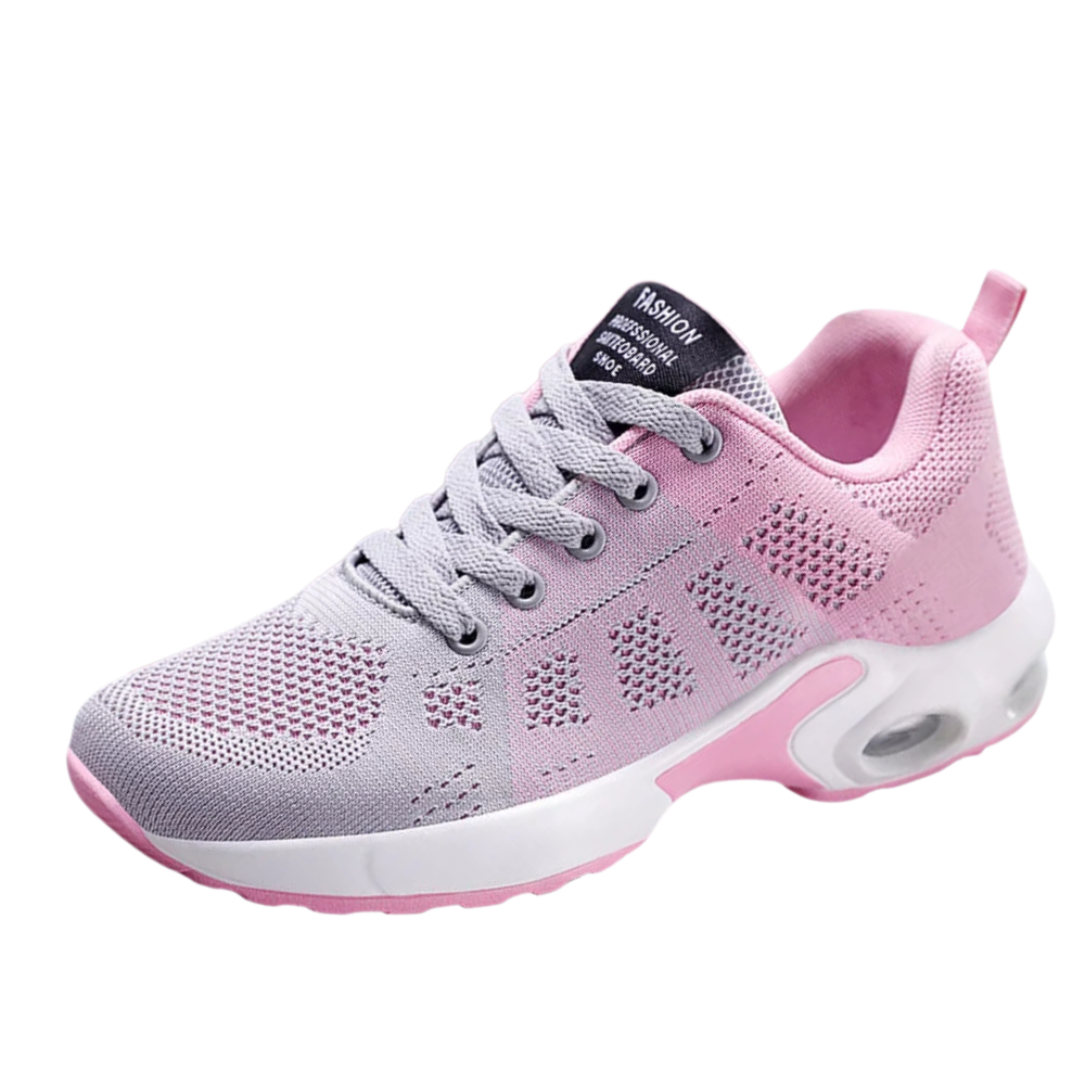 Women's ergonomic knit trainers with an air cushion sole
