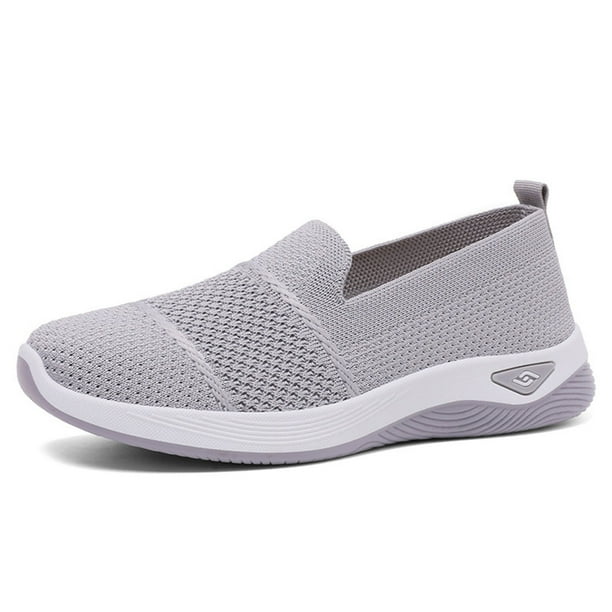 Women's ergonomic knit slip-on trainers with a cushioned heel