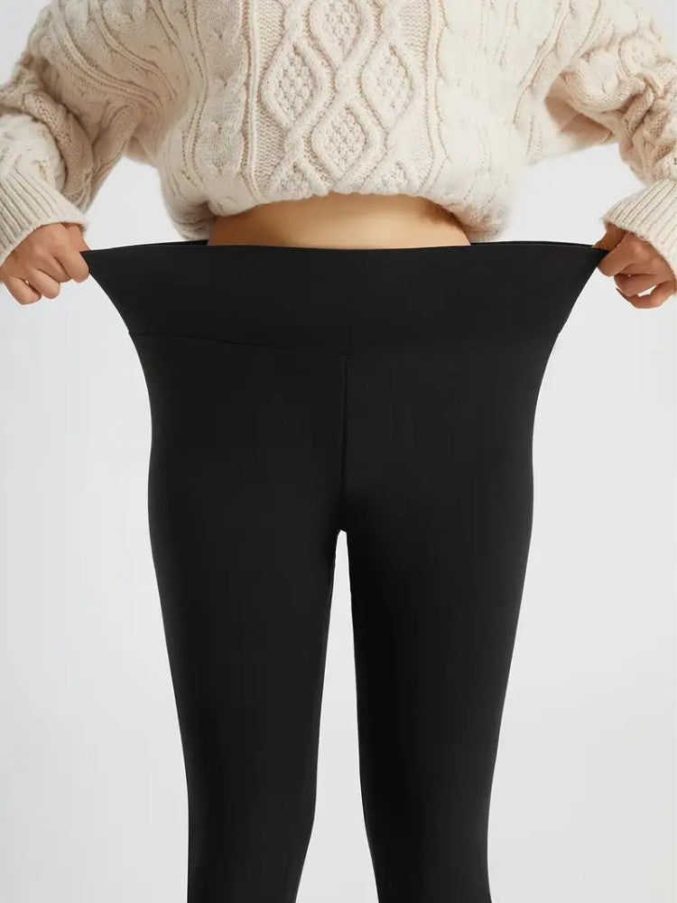 Women's fleece-lined leggings with teddy lining and a high waistband - view 5