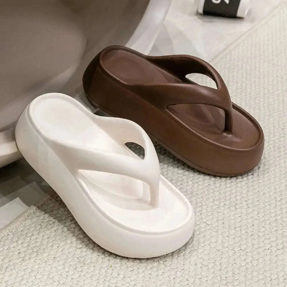 Platform flip flops in EVA with high sole, wide straps and hollowed footbed - view 2