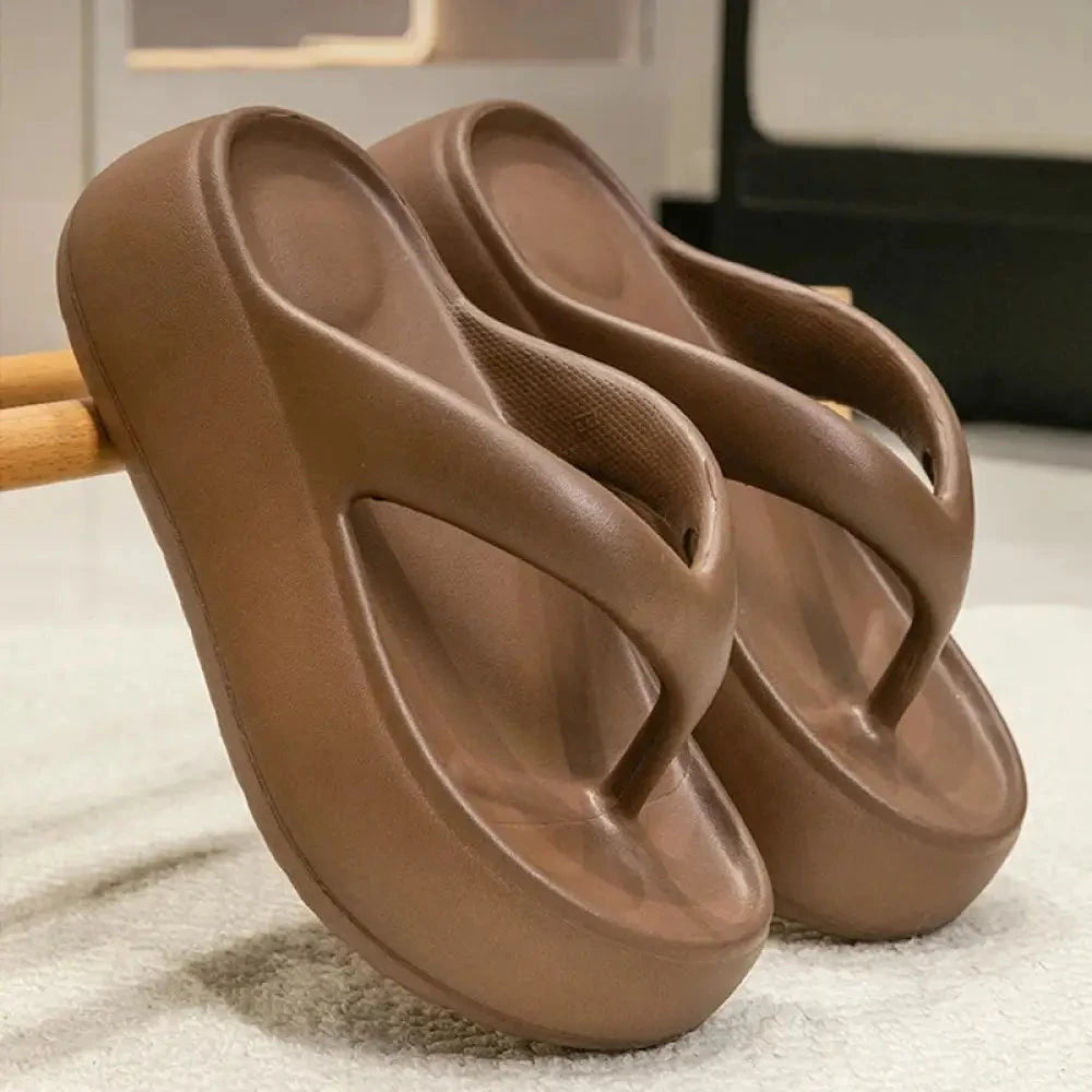 Platform flip flops in EVA with high sole, wide straps and hollowed footbed - view 5