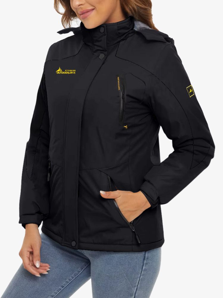 Women's ski jacket with fleece lining, a hood and zipped pockets - view 3