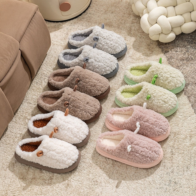 Teddy slippers for women with two little ears on the toe, plush lining and thick sole - view 9