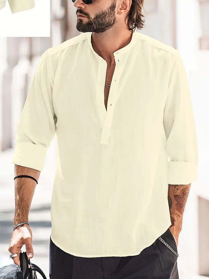 Men's linen shirt in summer colours - SAINT DOR - view 6