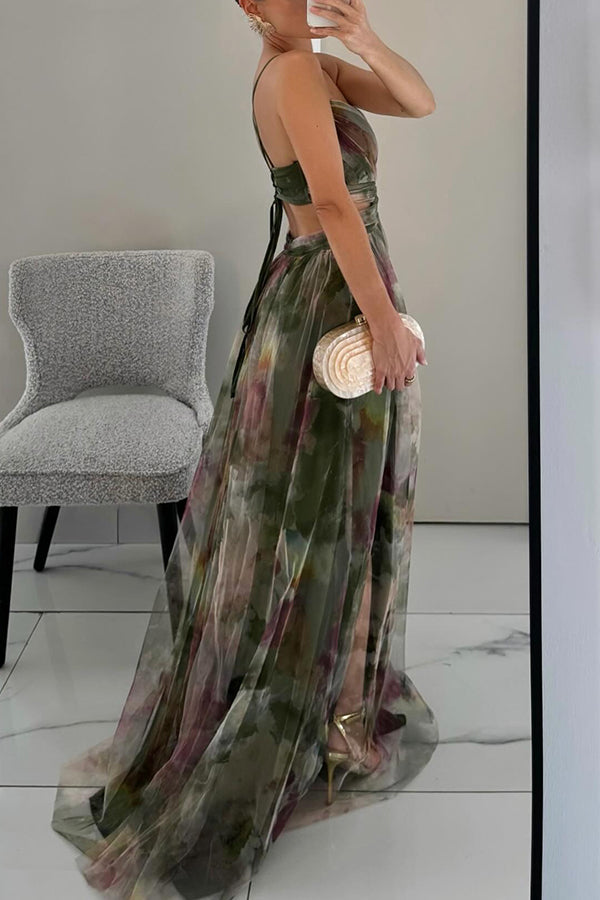Women's Floral Print Maxi Dress – Lightweight Summer Style – feature detail