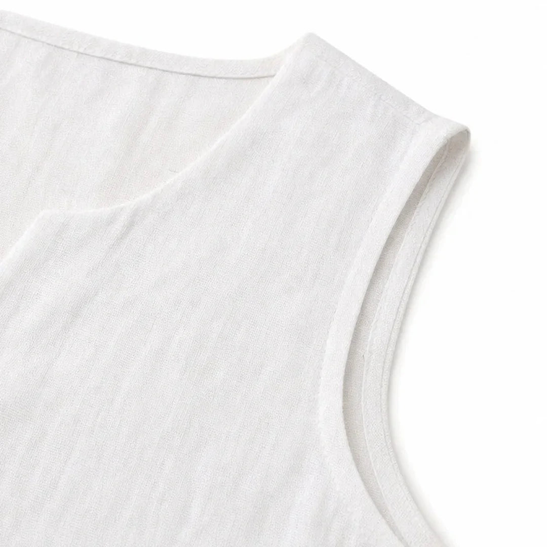 Women's linen-look sleeveless top - detail