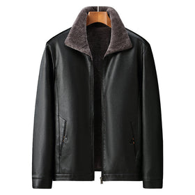 Men's Waterproof Fleece-Lined Leather Jacket – Saint Dor UK – front view