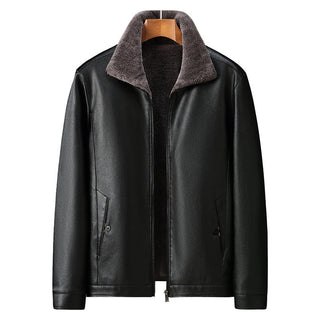 Men's Waterproof Fleece-Lined Leather Jacket – Saint Dor UK – front view