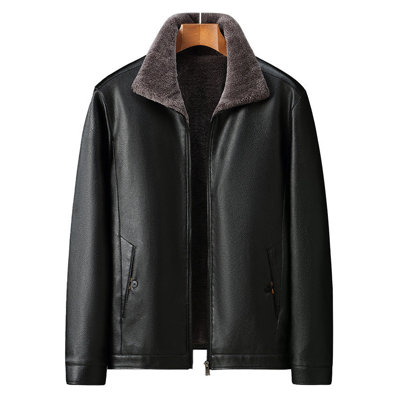 Men's Waterproof Fleece-Lined Leather Jacket – Saint Dor UK – front view