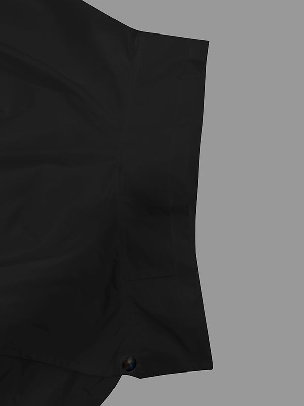 Draped jacket with an asymmetric fold-over front and stand collar