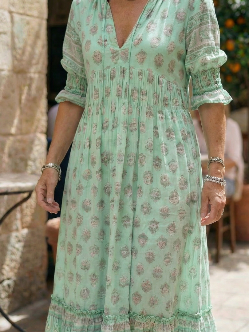 Women's Floral Garden Market Midi Dress – Saint Dor UK – overhead view