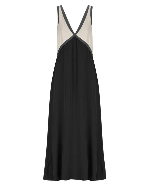 Women's Satin Dress – Contrast Detail Elegant Everyday – front view
