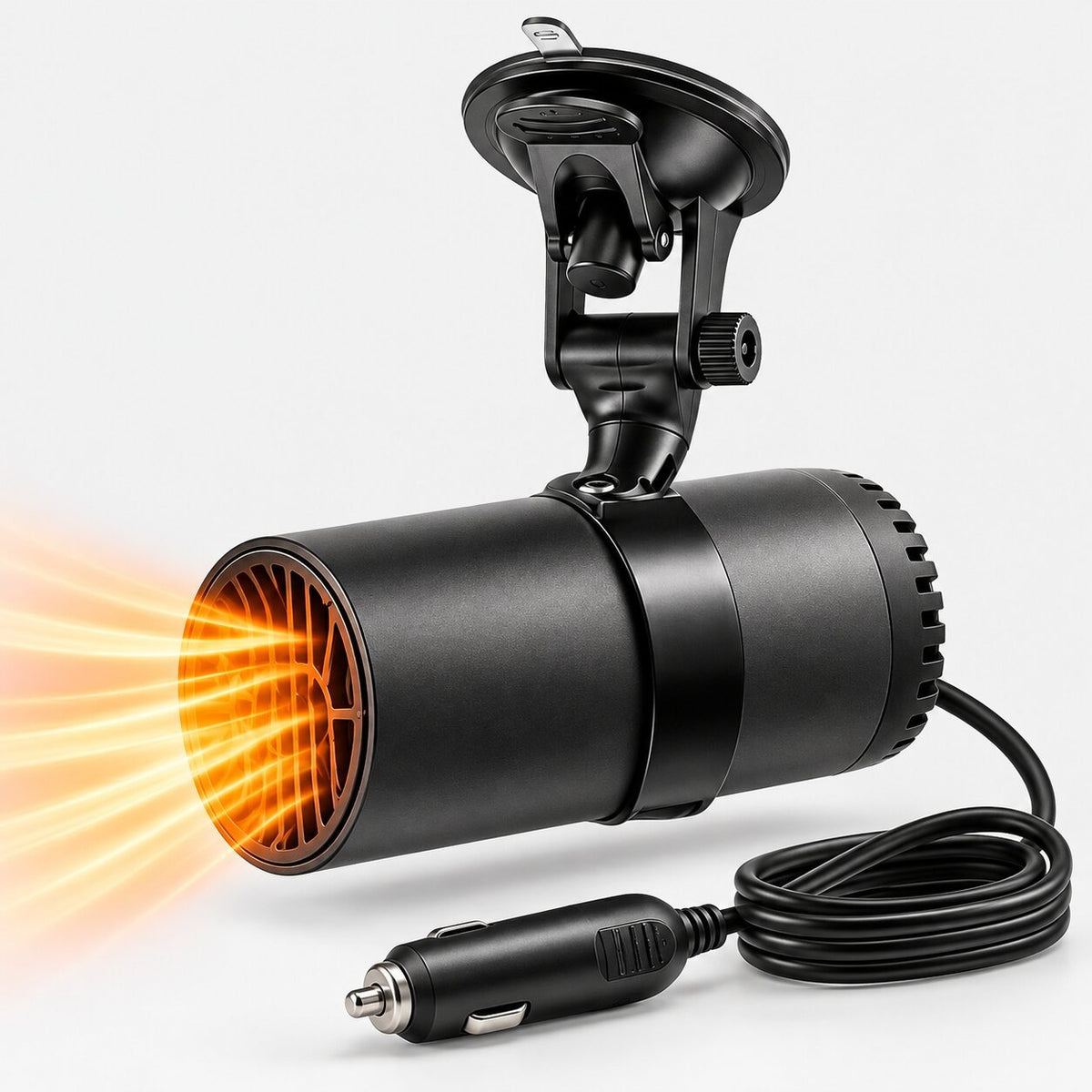 12V car heater with suction mount on the windscreen