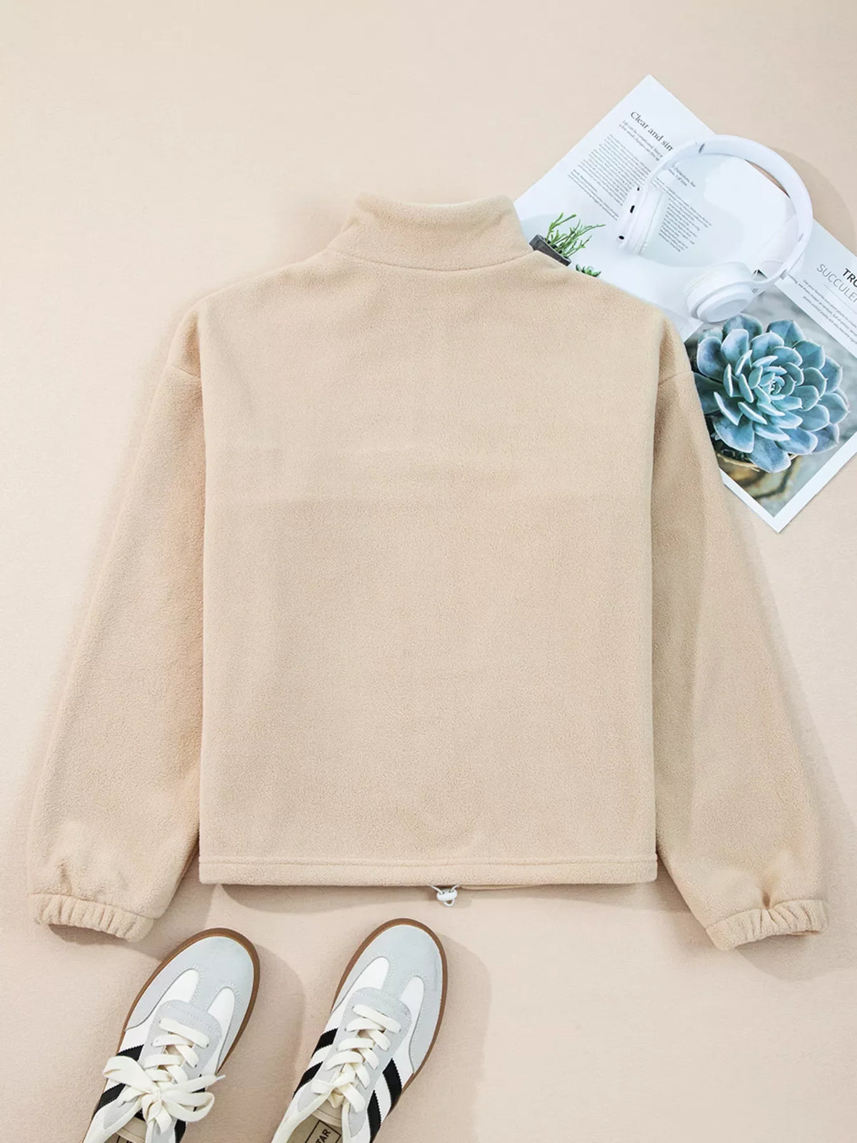 Women's fleece half zip jumper - detail