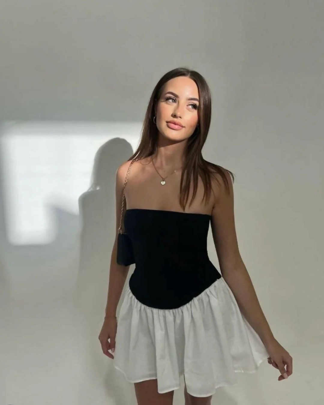 Women's Contrast Skirt Dress – Playful Elegant Feminine – lifestyle shot