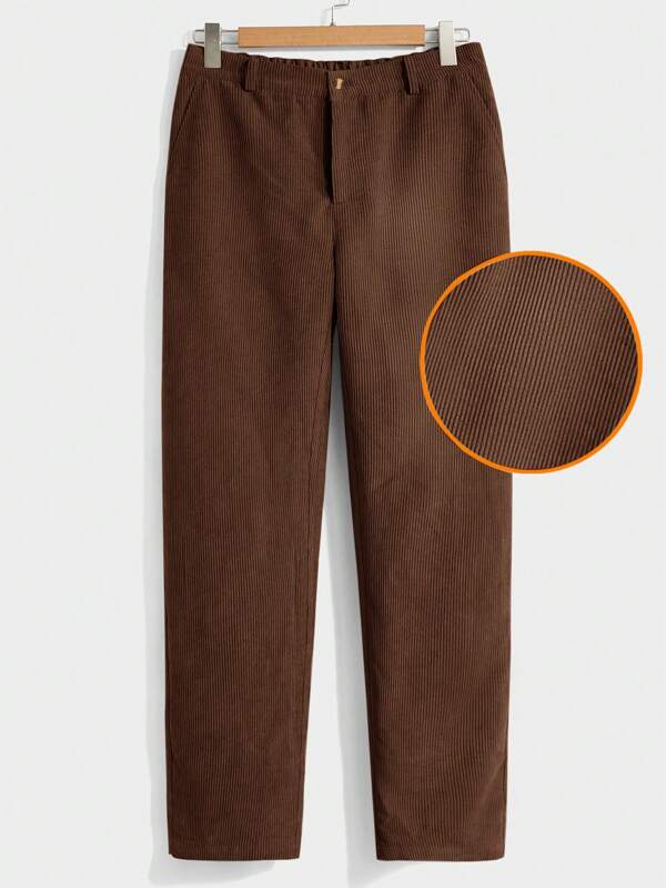 Men's Slim Fit Corduroy Trousers - front view | SAINT DOR