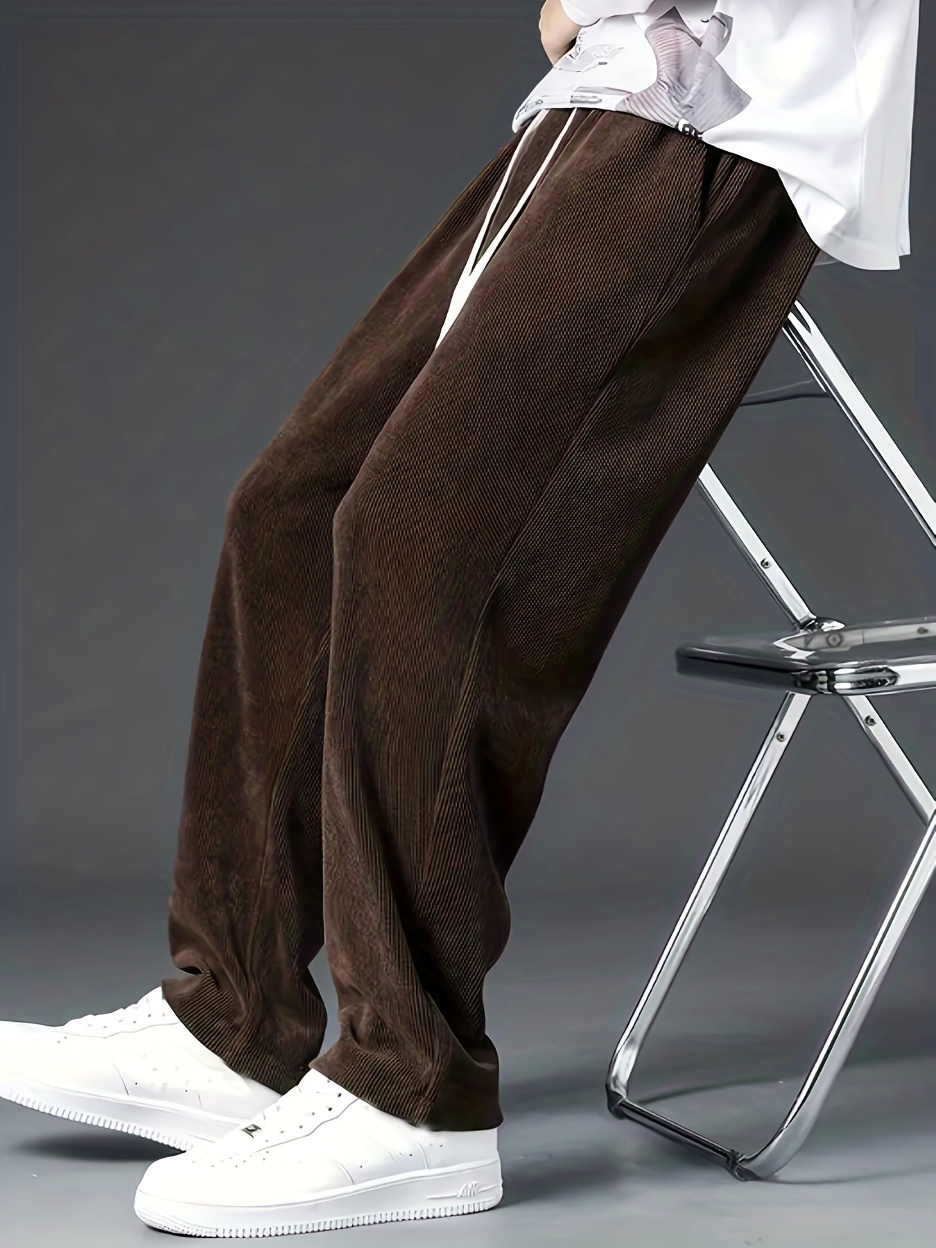 Men's Casual Corduroy Joggers - detail view | SAINT DOR