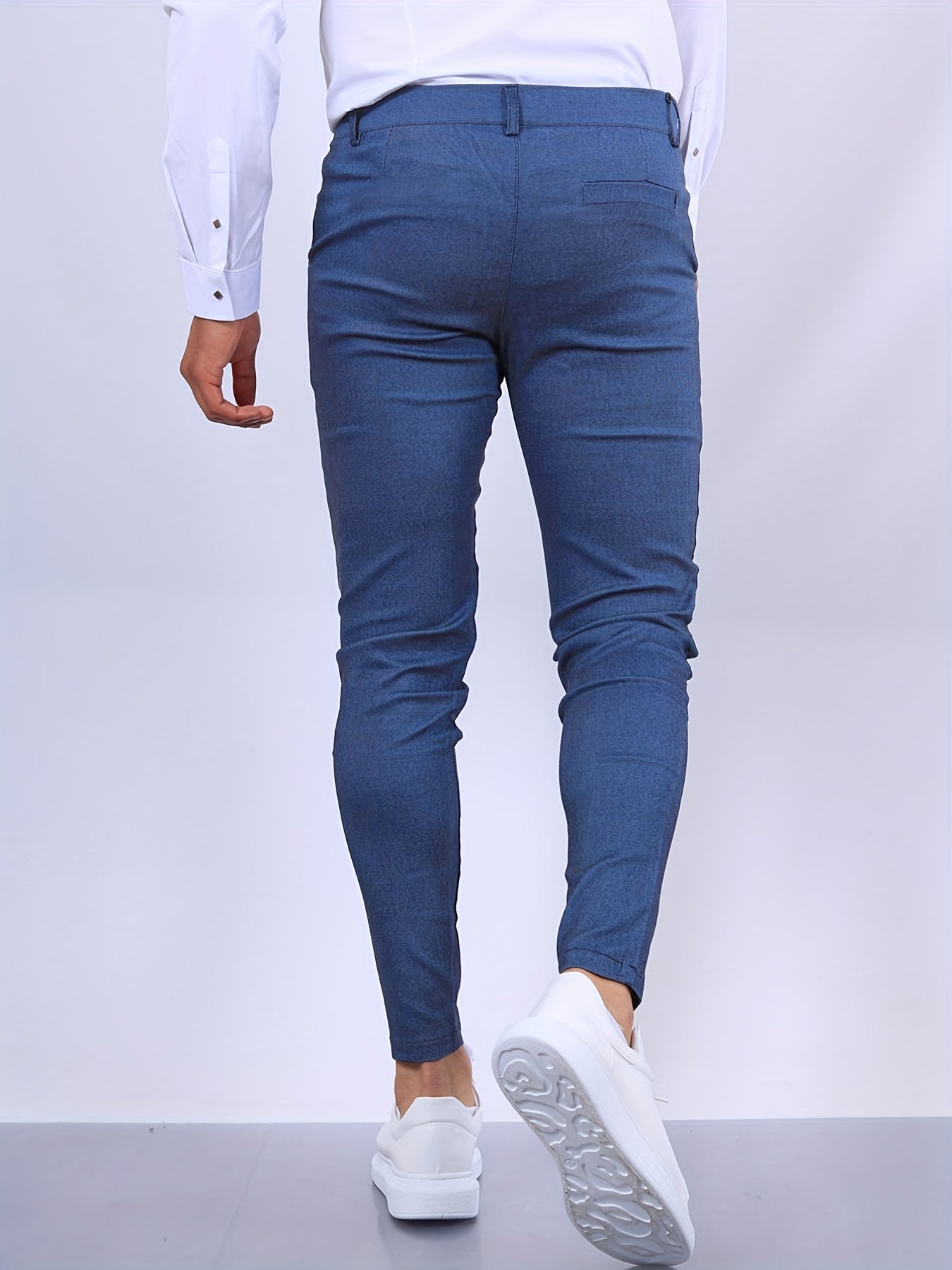 Men's Slim Fit Stretch Chino Trousers - product view | SAINT DOR