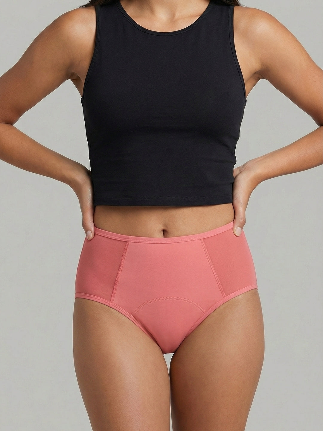 Period pants high-waisted brief knickers pink reusable washable absorbent leak-proof