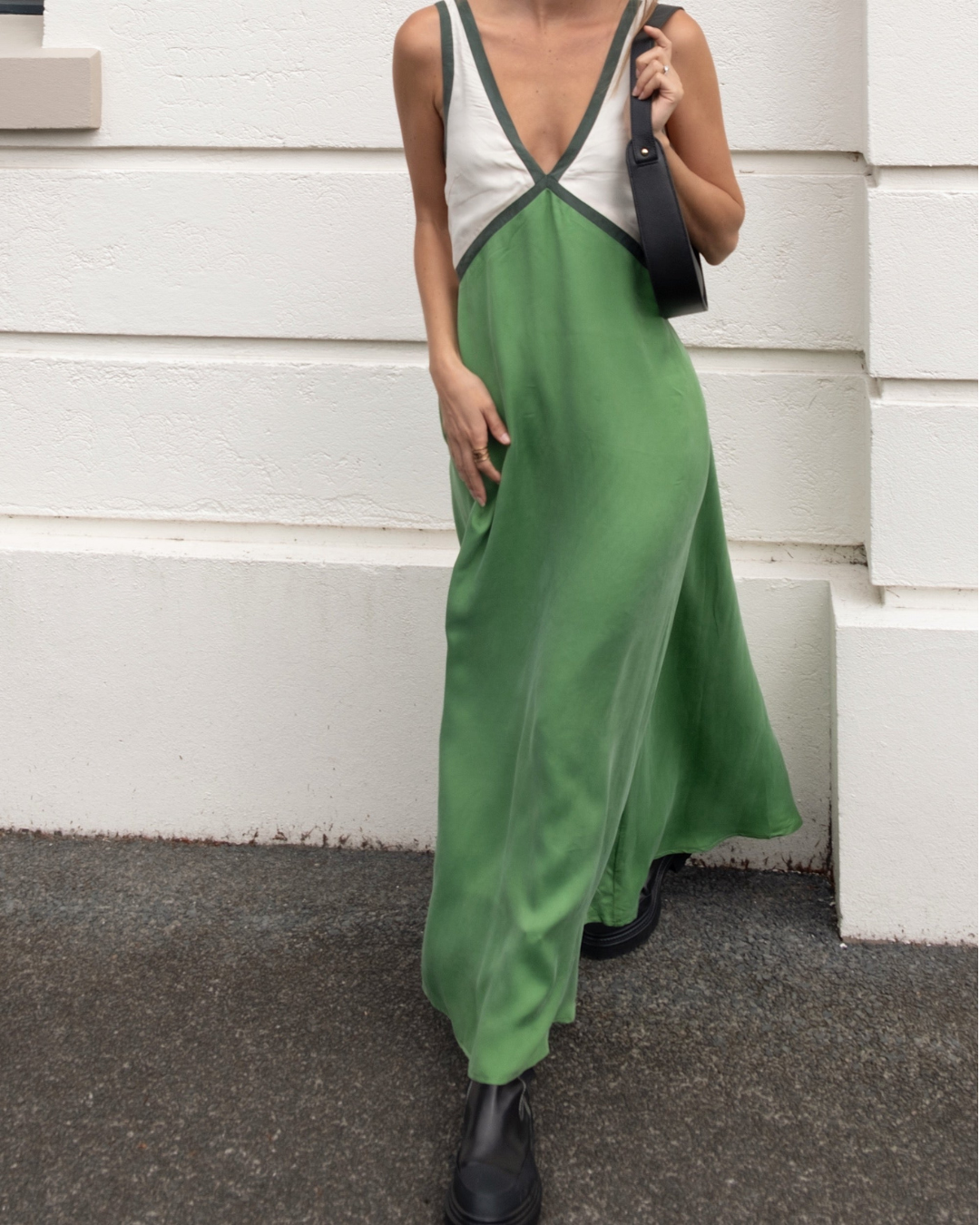 Women's Satin Dress – Contrast Detail Elegant Everyday – back view