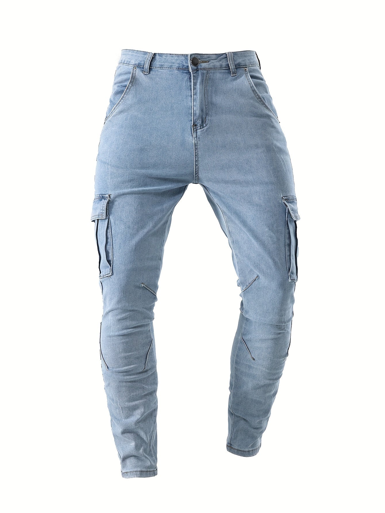 Men's Stretch Cargo Denim Jeans - product view | SAINT DOR