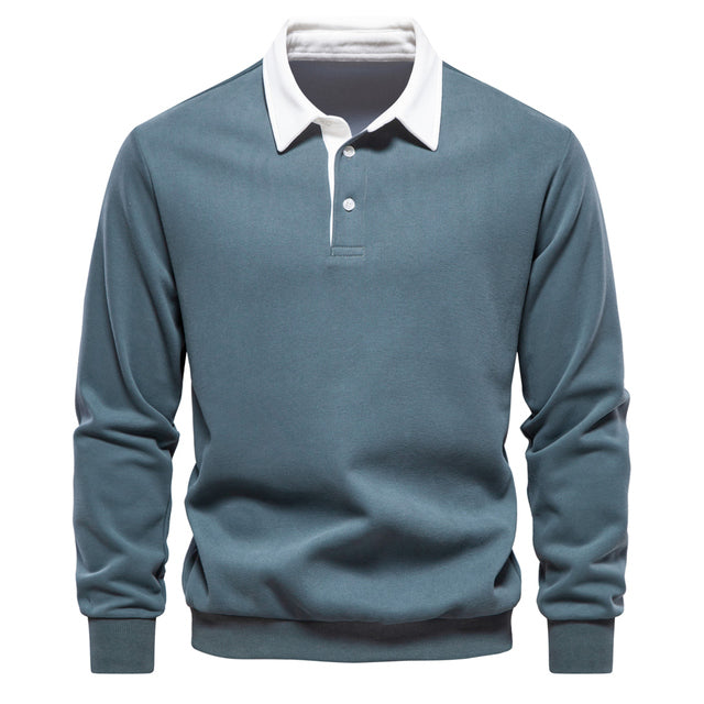 Men's polo sweatshirt, ribbed cuff detail
