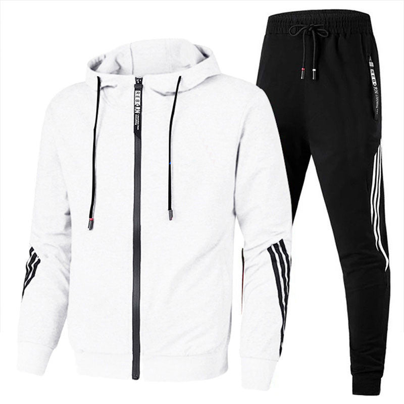 Men's Two-Piece Tracksuit - Soft Cotton-Blend Co-Ord Set in Grey — detail view