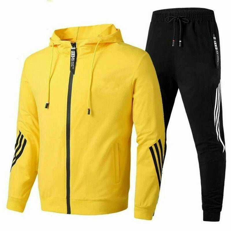 Men's Two-Piece Tracksuit - Soft Cotton-Blend Co-Ord Set in Red — front view