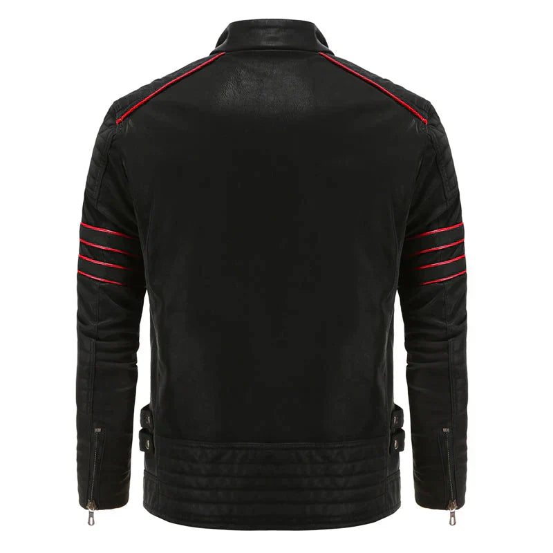 Men's Leather Jacket with Zip and Chest Pockets – Saint Dor UK – side view